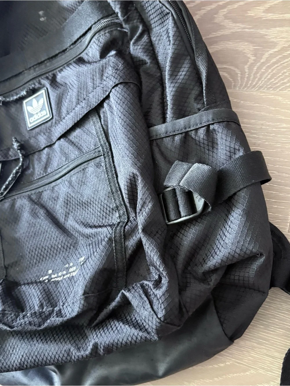 adidas Black ripstop Trefoil Logo Backpack